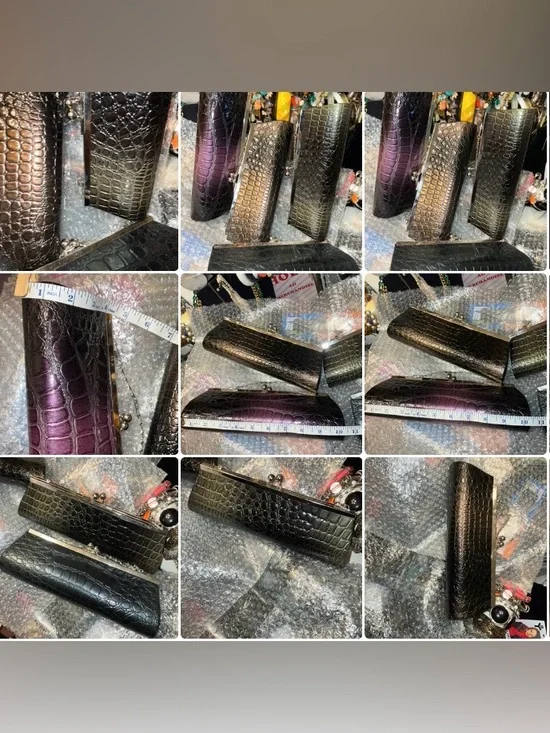 Croc-Embossed Clutch Purse - Multicolor Metallics - Picture 2 of 16